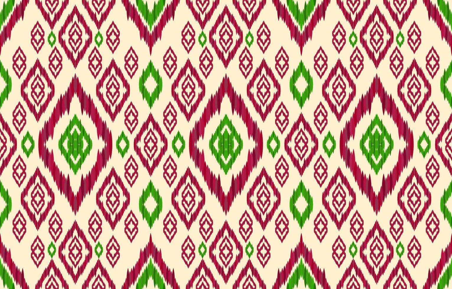 weihnachtsfarbene ikat-muster. geometrischer Stammes-Vintage-Retro-Stil. Ethno-Stoff Ikat nahtloses Muster. indische navajo aztekische ikat-druckvektorillustration. design für hintergrundwandtexturkleidung. vektor