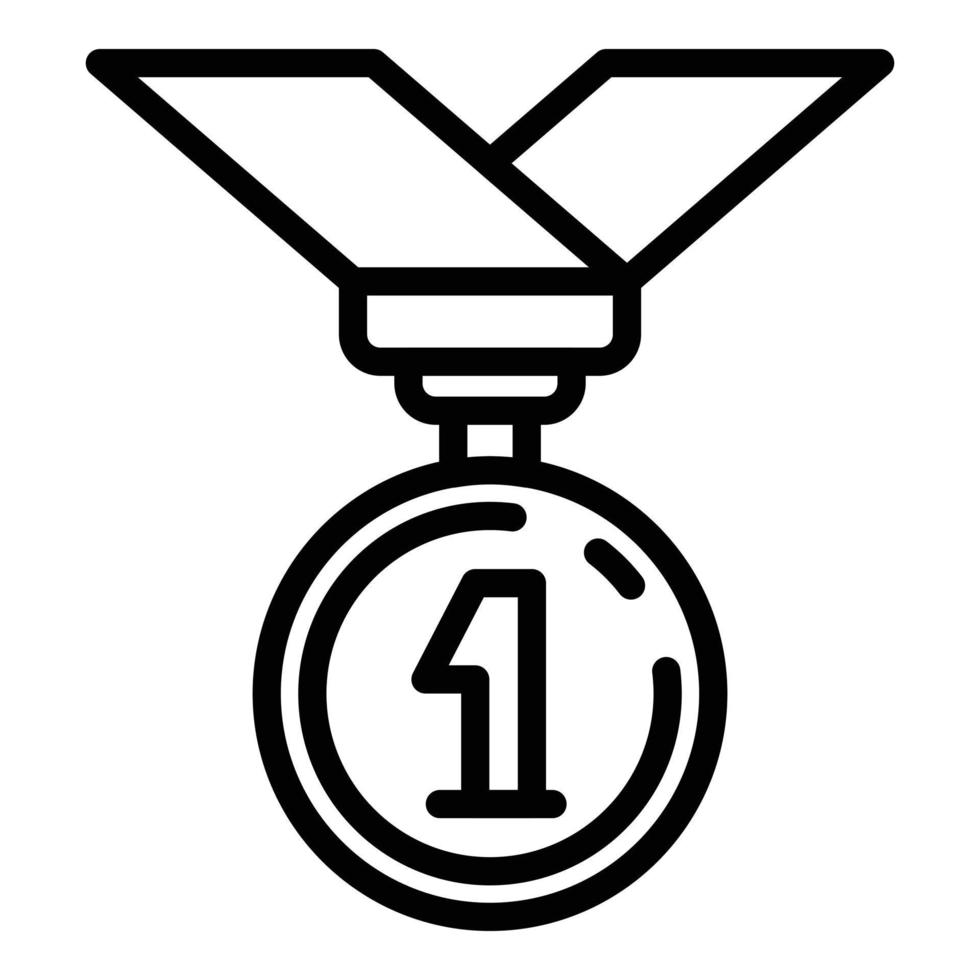 först plats medalj ikon, översikt stil vektor