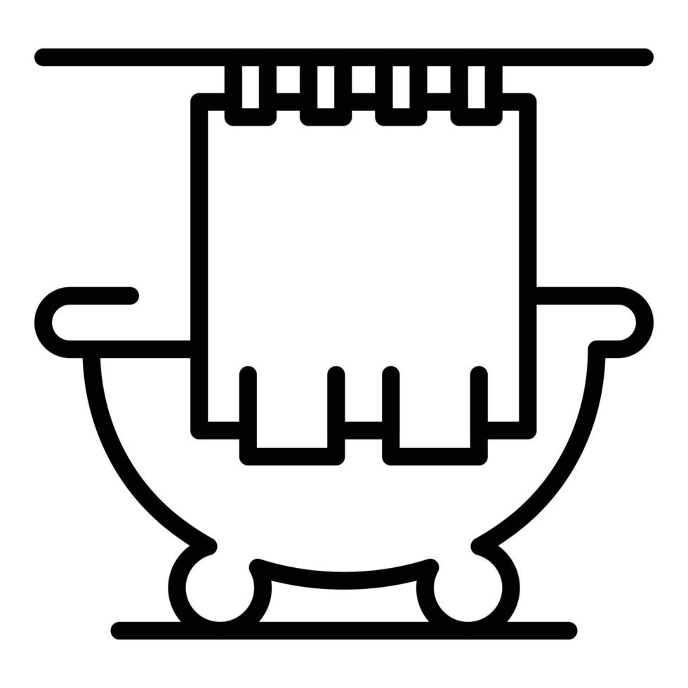 dusch ridå badkar ikon, översikt stil vektor
