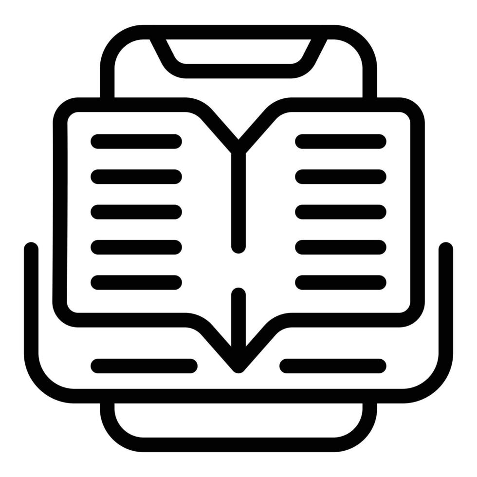 Symbol für Online-Buchbildung, Umrissstil vektor