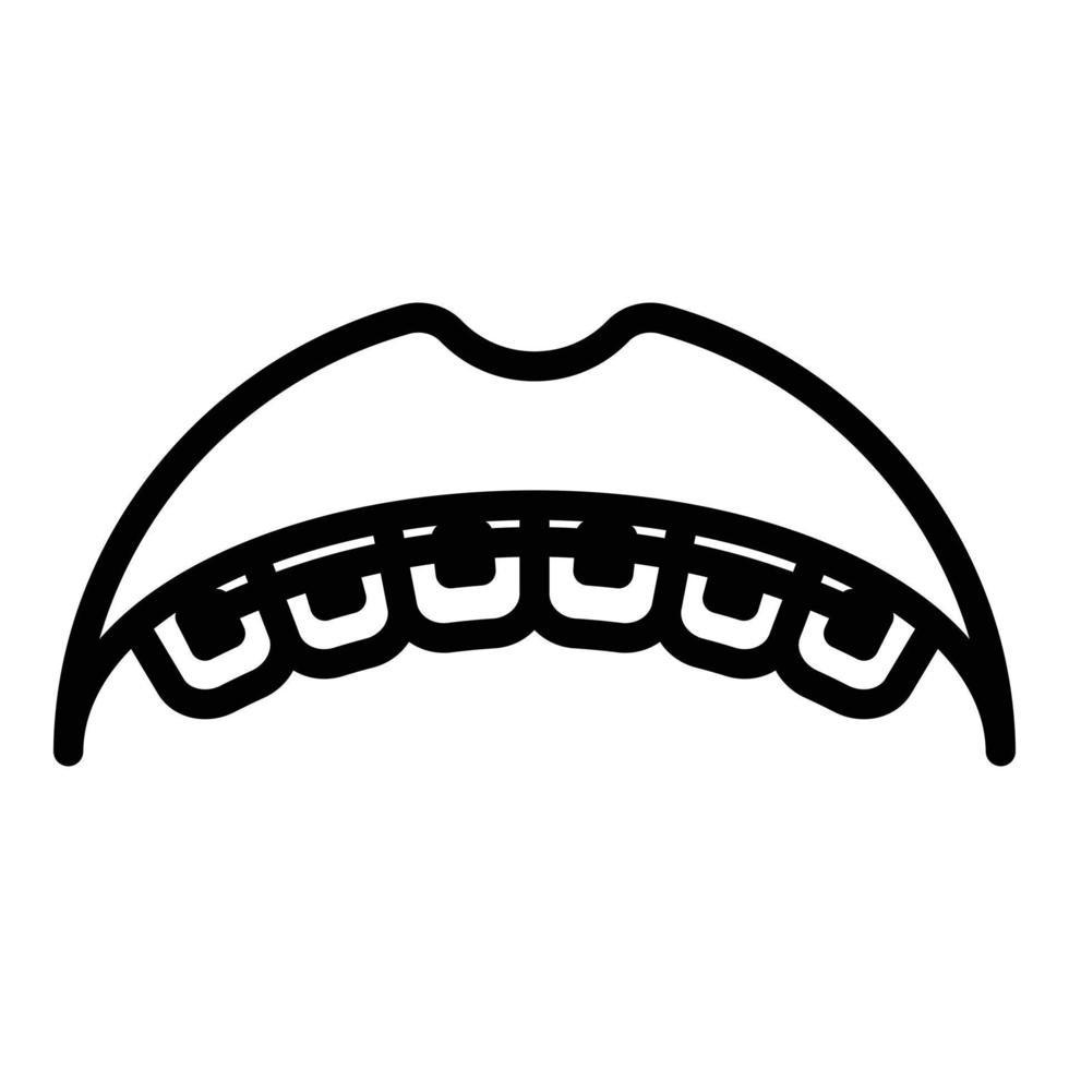 leende tandställning ikon, översikt stil vektor