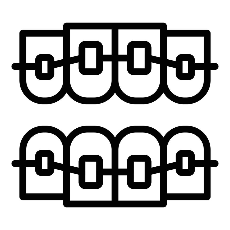 Symbol für Zahnspangen aus Metall, Umrissstil vektor