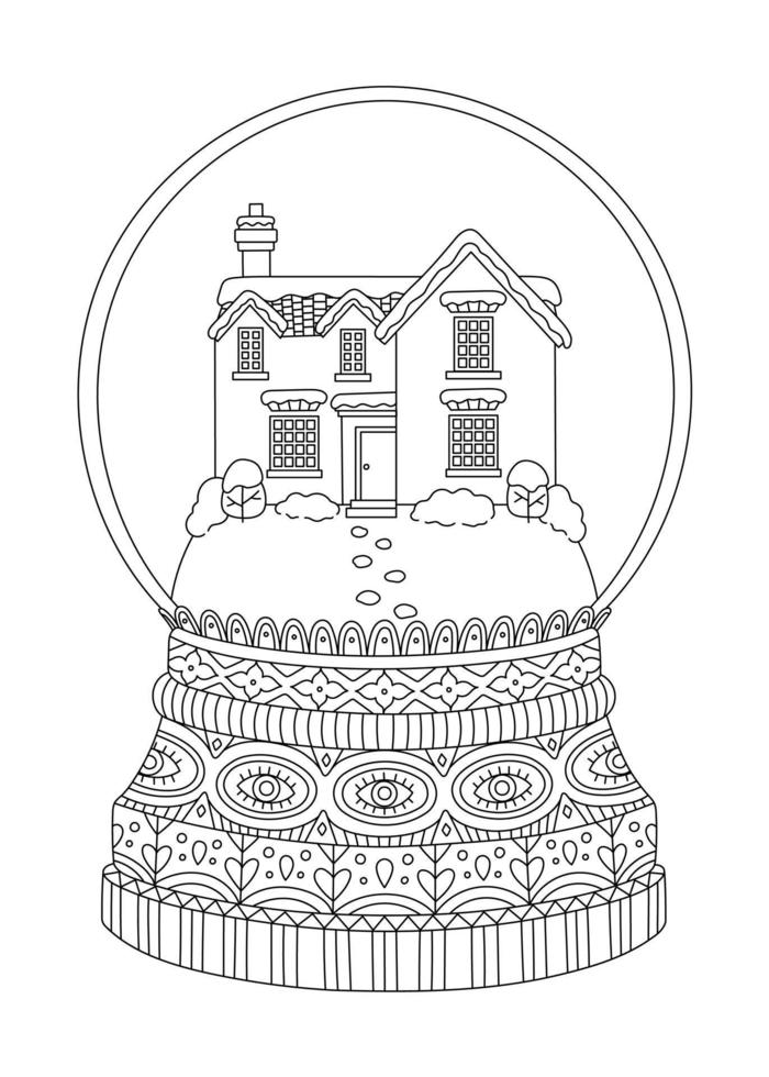 snö klot färg sida översikt design, jul boll isolerat på vit bakgrund. vektor glas snöboll linje form