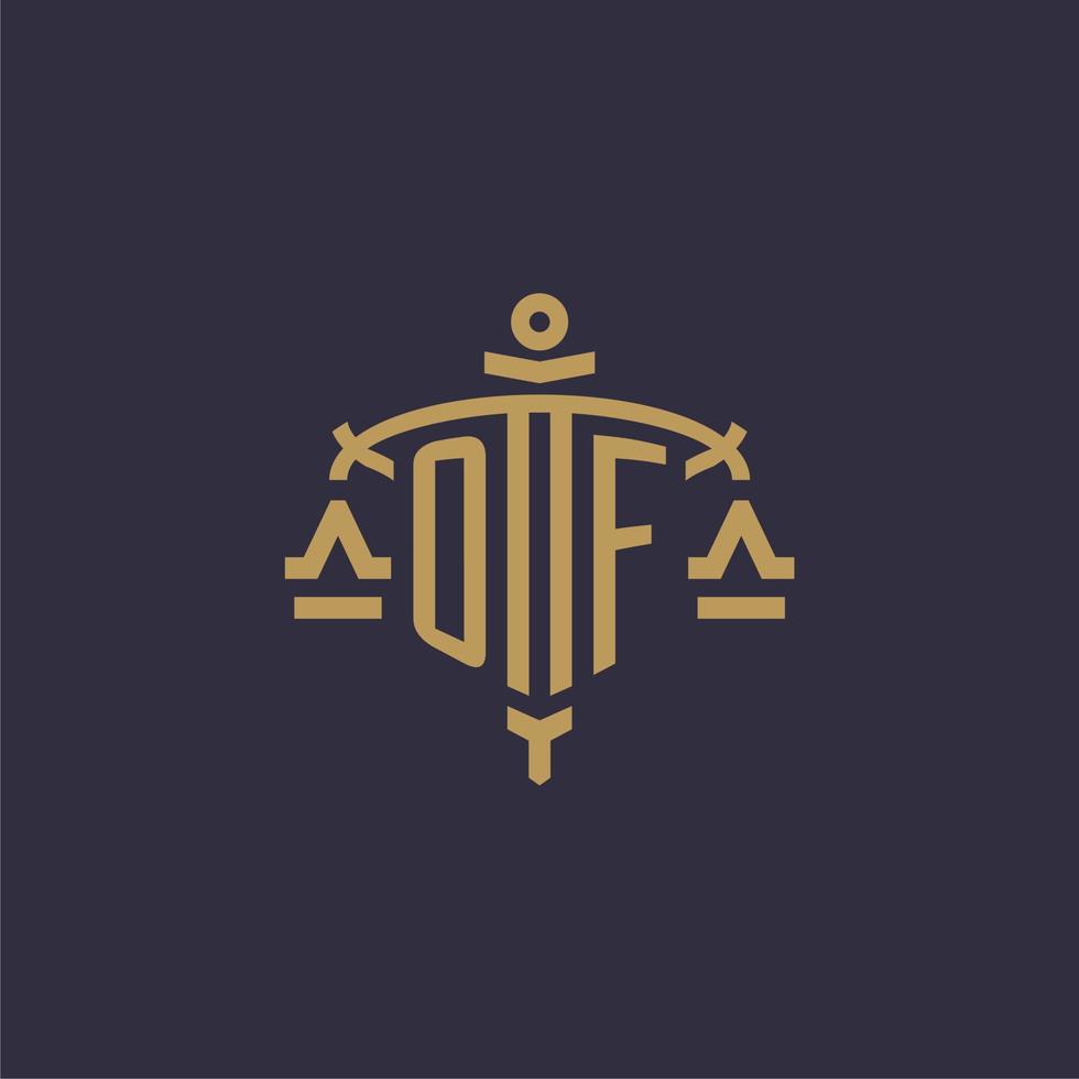 monogramm des logos für eine anwaltskanzlei mit geometrischer skala und schwertstil vektor
