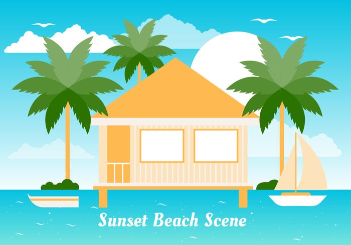 Free Flat Summer Beach Vektor Hintergrund