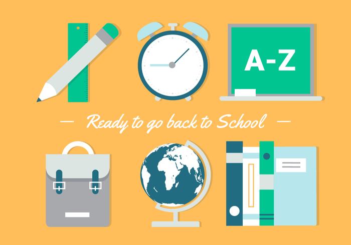 Free Flat Design Vektor Zurück zu Schule Essentials