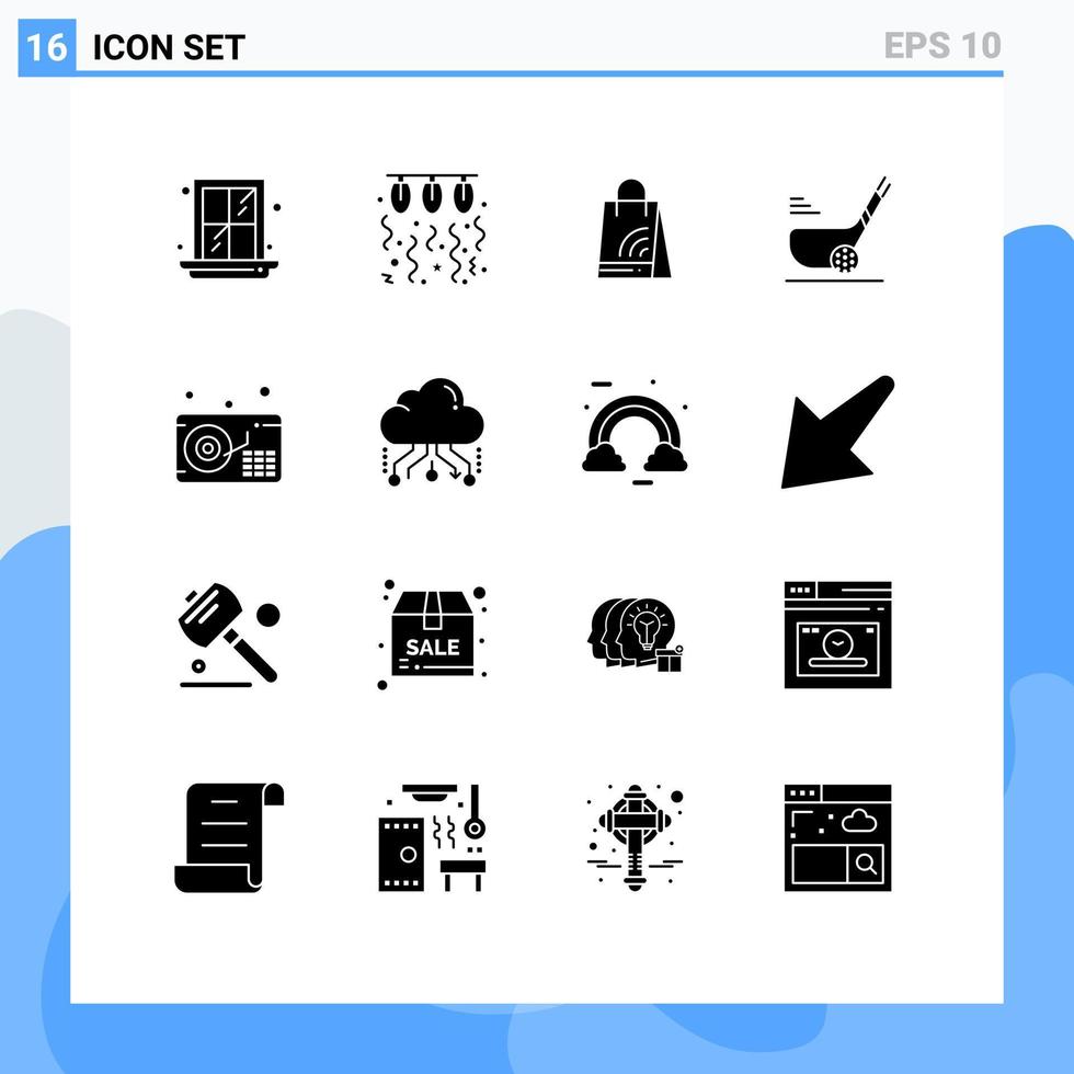 uppsättning av 16 modern ui ikoner symboler tecken för audio kort väska boll golf redigerbar vektor design element