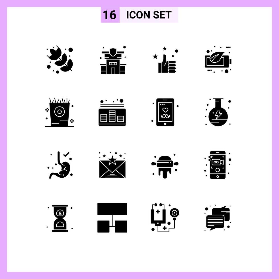 uppsättning av 16 modern ui ikoner symboler tecken för audio unge tycka om Semester batteri redigerbar vektor design element