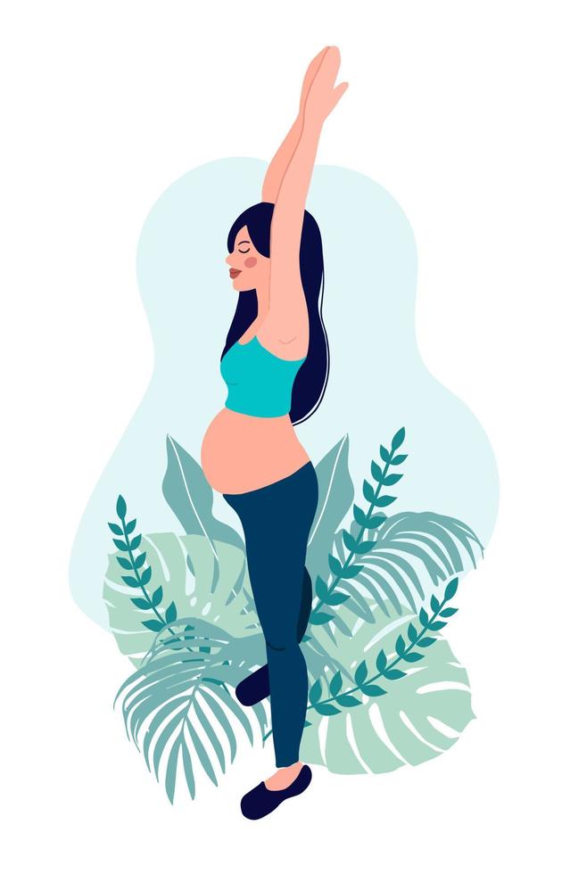 yoga-konzept für schwangere frauen. Entspannung, Meditation für die werdende Mutter. Vektor-Illustration vektor