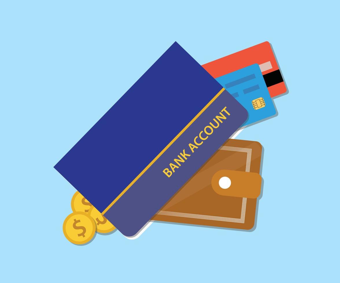 bankkonten buchen mit brieftasche kreditkarte und geld vektorgrafik illustration vektor