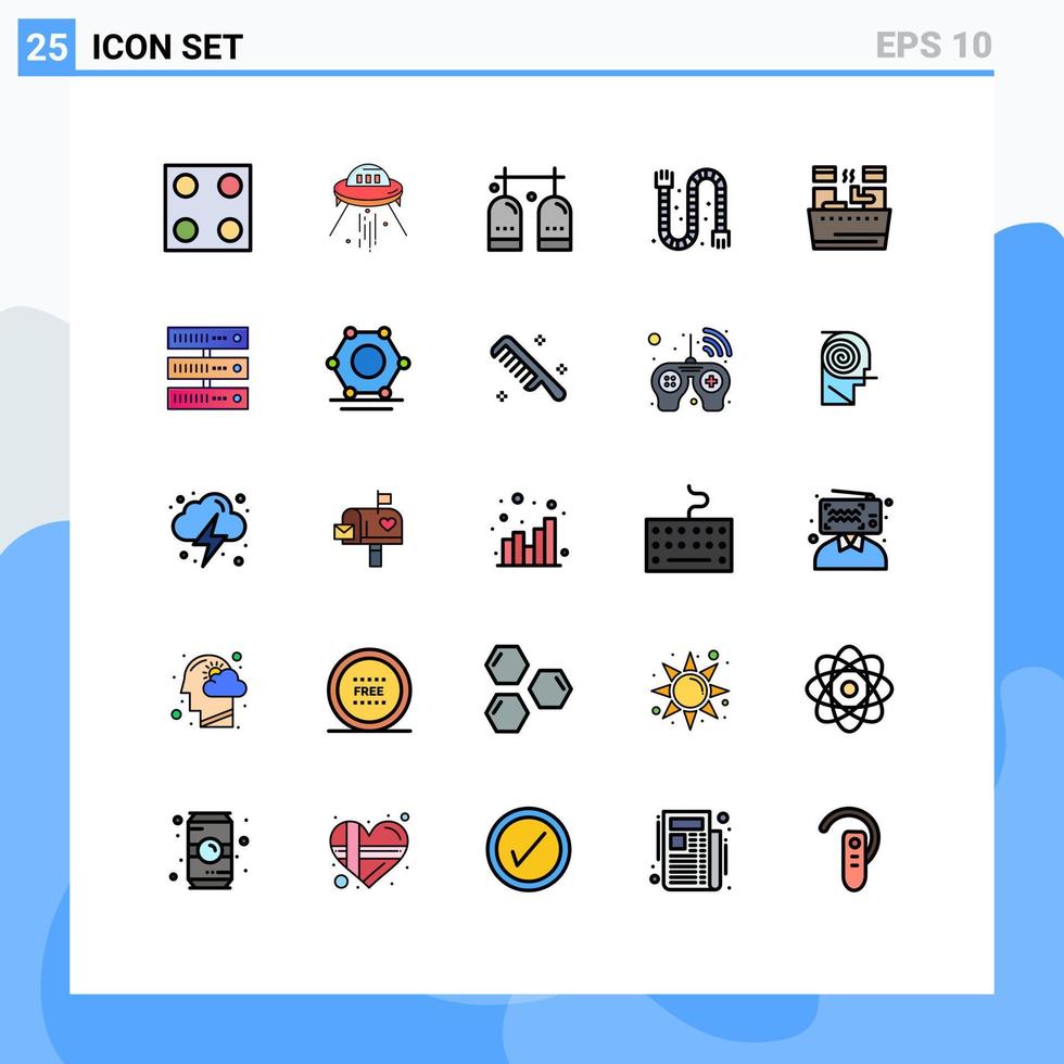 mobil gränssnitt fylld linje platt Färg uppsättning av 25 piktogram av skönhet industriell aktiviteter dränera syre redigerbar vektor design element