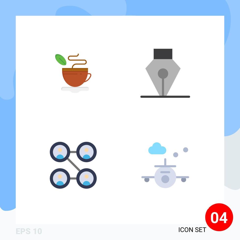 satz von 4 modernen ui symbolen symbole zeichen für tee soziale kaffee werkzeug urlaub editierbare vektordesignelemente vektor