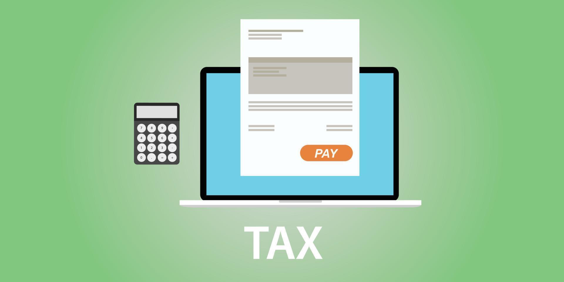 Steuer Steuerkonzept mit Notebook-Laptop-Rechner mit Papierdokumentenvektor vektor