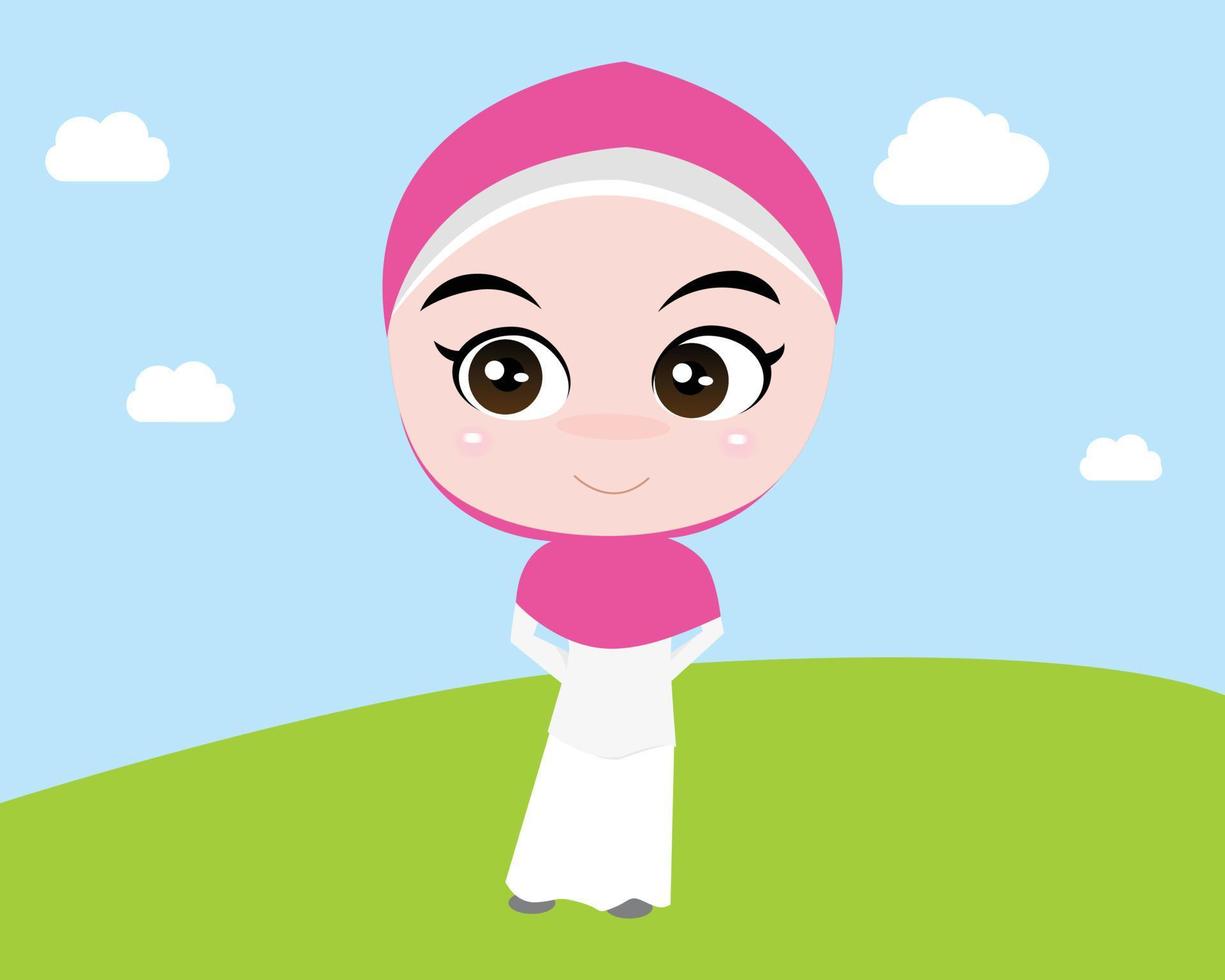 moslem islam flicka hijab slöja söt lugna vektor