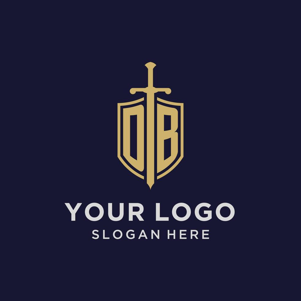 db logotyp första monogram med skydda och svärd design vektor