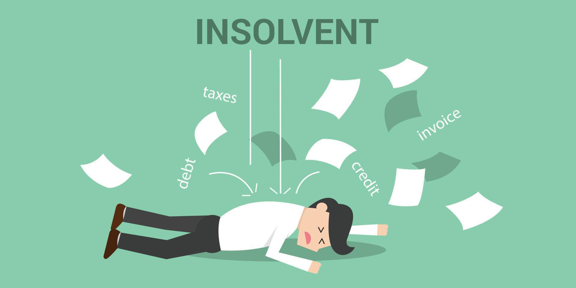 insolvent företag affärsman falla kreditera skuld skatter faktura vektor