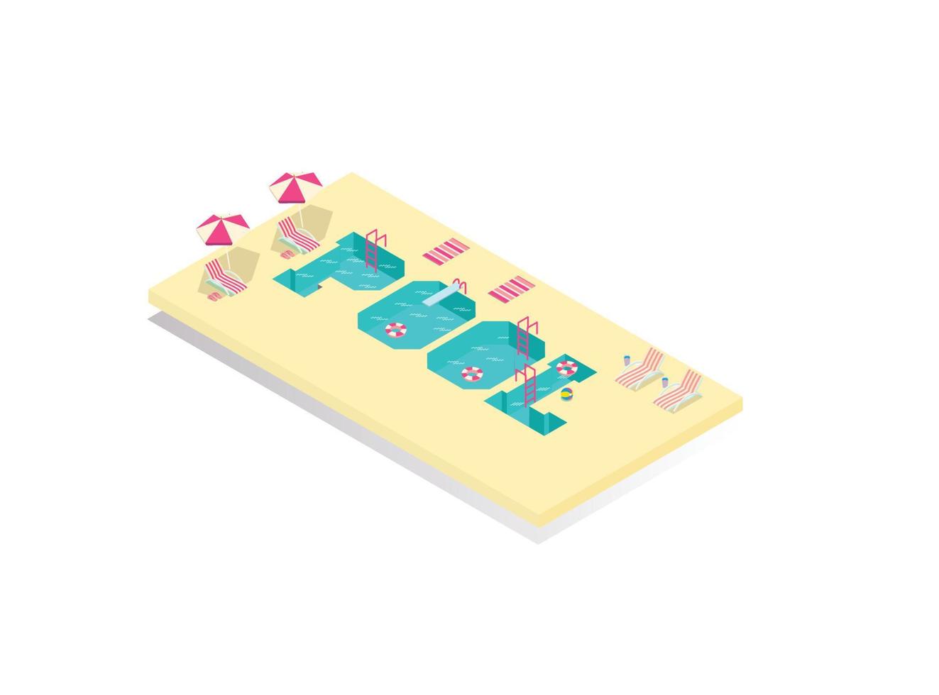 Isometrischer Außenpool, vektorisometrische Illustration, geeignet für Diagramme, Infografiken und andere grafische Elemente vektor