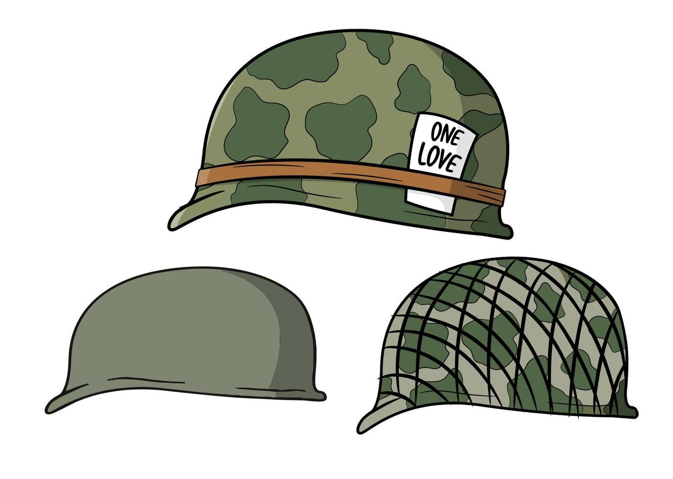 militärhelm camo armeeuniform grüne kappensammlung vektor