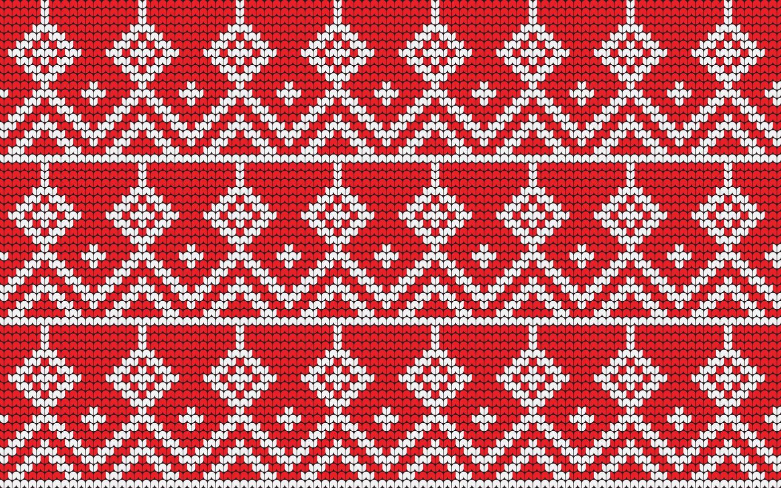 stricken nahtlose mustergrenze auf rotem hintergrund, ethnische mustergrenze frohe weihnachten und glückliche wintertage vektorplakat vektor