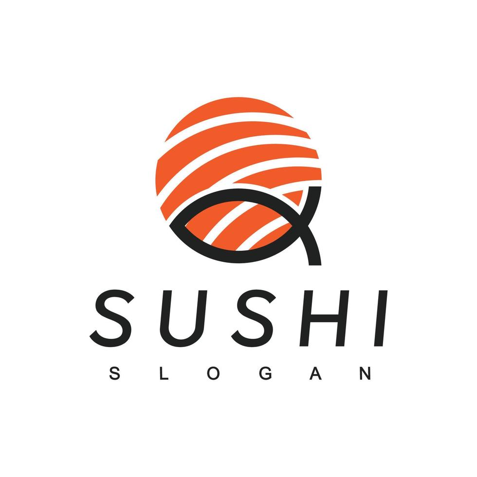 sushi logotyp design mall, japansk mat ikon vektor