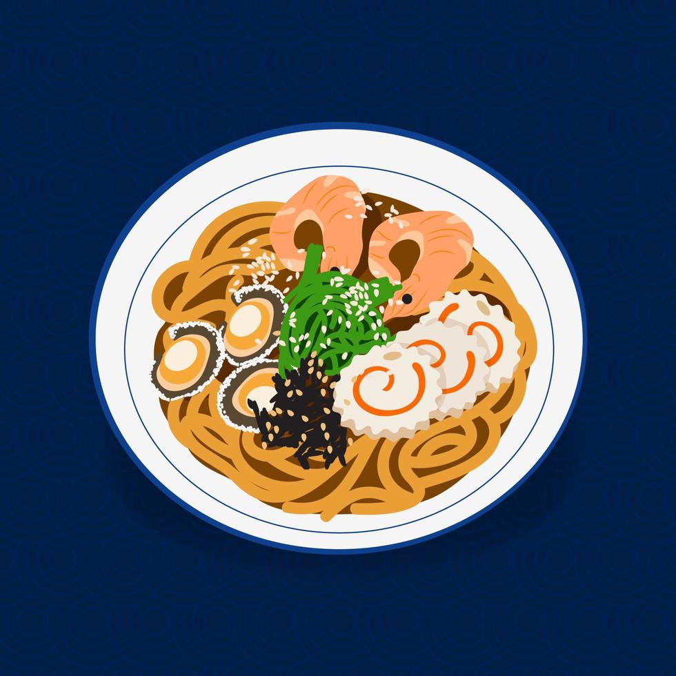 illustration av japansk udon Ramen spaghetti vektor