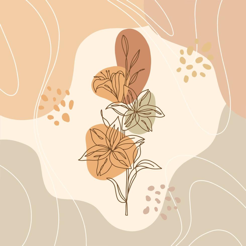abstrakte minimalistische handgezeichnete Illustrationen Boho-Hintergrund bedruckbar, modernes Boho-Muster florales Vektordesign für Tapete, Abdeckung, Stoff, Innendekoration isoliert und editierbar vektor
