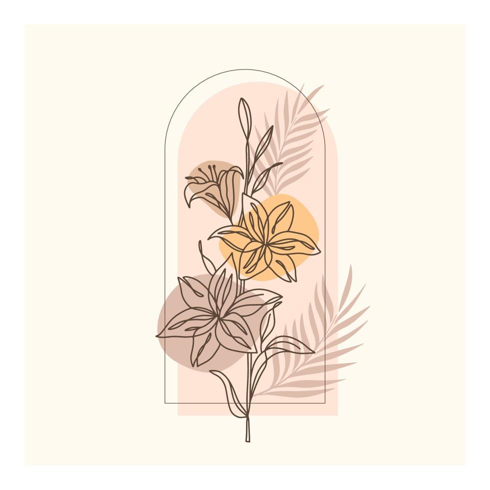 abstrakte minimalistische handgezeichnete Illustrationen Boho-Hintergrund bedruckbar, modernes Boho-Muster florales Vektordesign für Tapete, Abdeckung, Stoff, Innendekoration isoliert und editierbar vektor