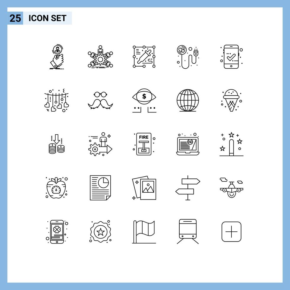 25 linje begrepp för webbplatser mobil och appar godkänd ladda om företag plugg bearbeta redigerbar vektor design element