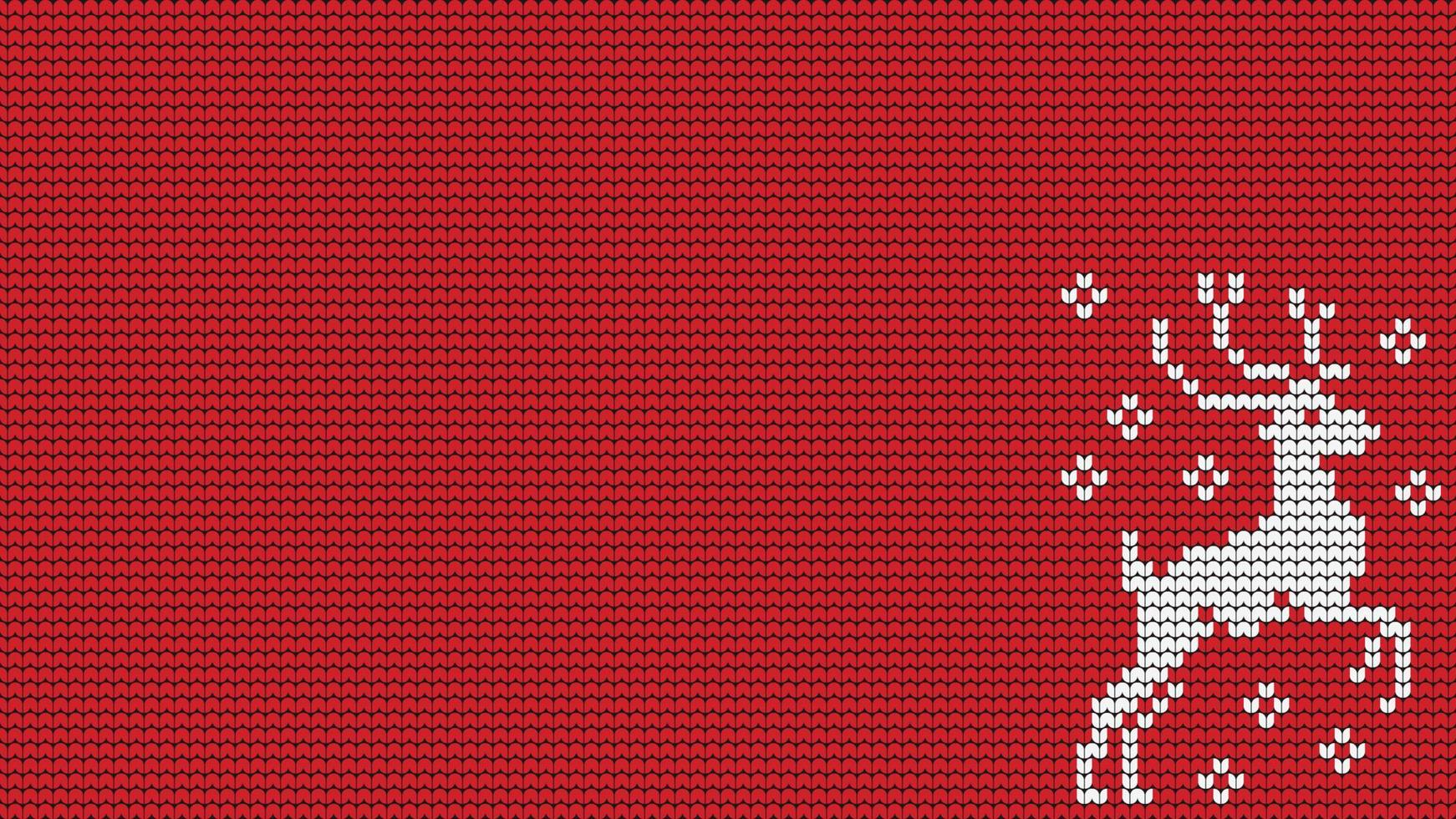 strickhirsche nahtlose mustergrenze auf rotem hintergrund, strickethnische mustergrenze frohe weihnachten und glückliche wintertage vektorposten vektor