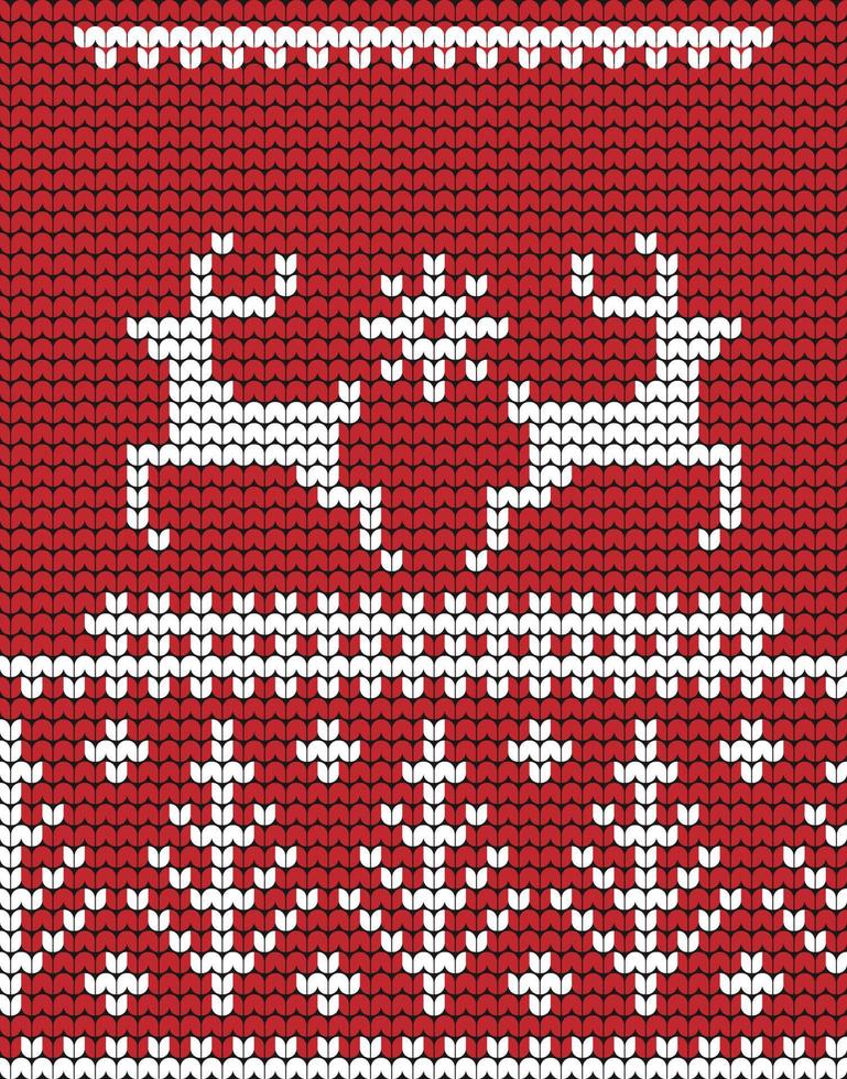 Lycklig ny år stickning glad jul träd ren på röd bakgrund digital vektor design för skriva ut Tröja dekor gräns