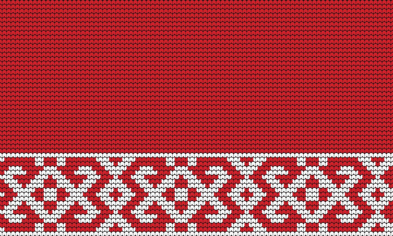 stricken nahtlose muster grenze auf rotem hintergrund, strick ethnische muster grenze frohe weihnachten und glückliche wintertage vektor post