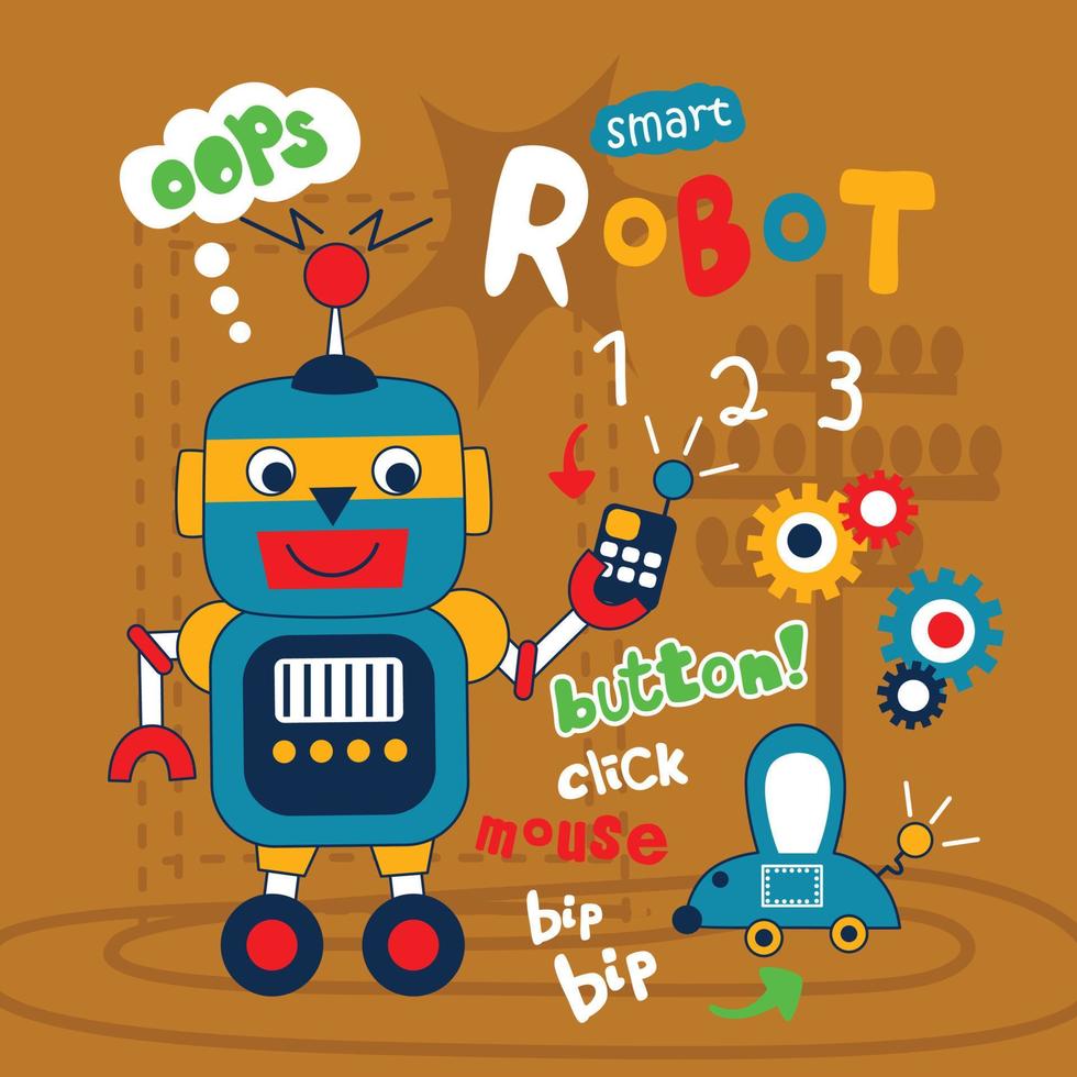 smart robot rolig tecknad, vektor illustration