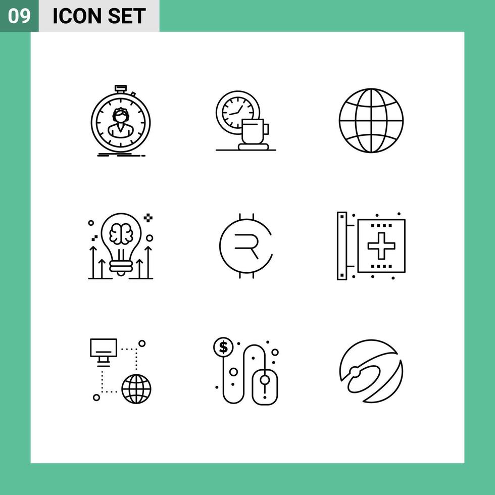 9 kreativ ikoner modern tecken och symboler av pil Glödlampa tid brainstorming värld redigerbar vektor design element
