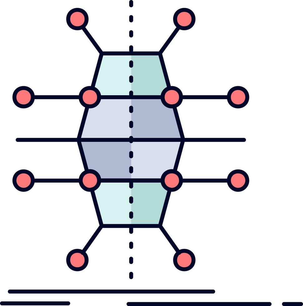 Verteilungsnetz Infrastruktur Netzwerk intelligenter flacher Farbsymbolvektor vektor