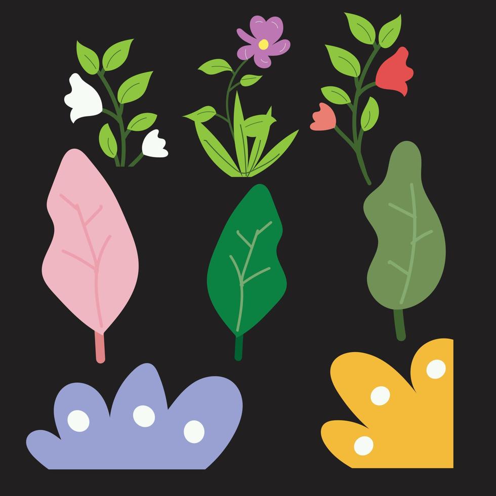 Vektor-Illustration-Reihe von Blumen und Bäumen. vektor