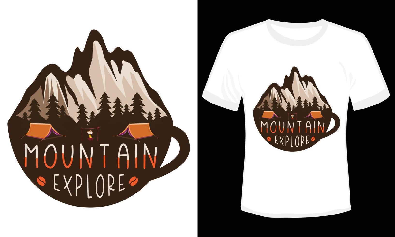 berg utforska äventyr t-shirt design vektor