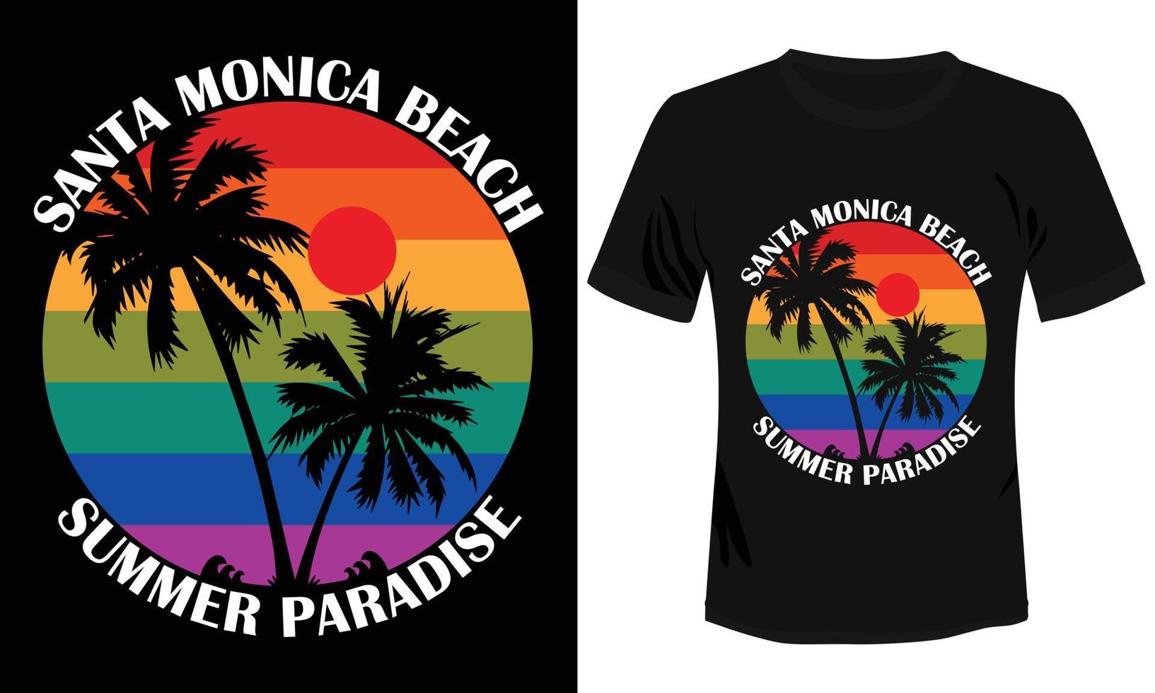 santa monica strand sommar paradis t-shirt design vektor