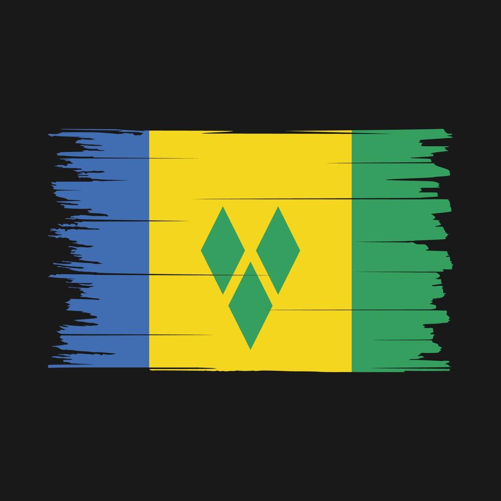 Pinselvektor mit St. Vincent-Flagge vektor