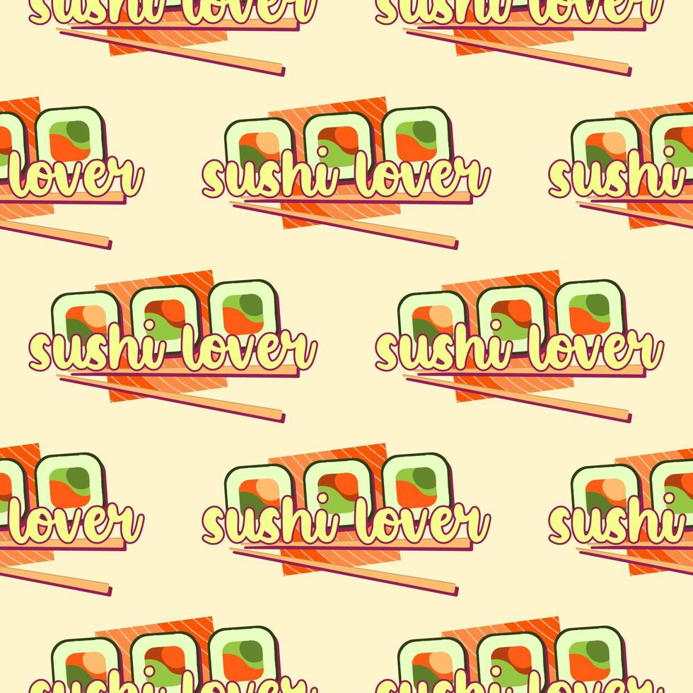 Liebhaber-Sushi-Muster. Sushi-Verpackungsdesign. Werbung für Sushi und Brötchen. asiatisches Essen. japanisches Essen. Sushi-Liebhaber vektor