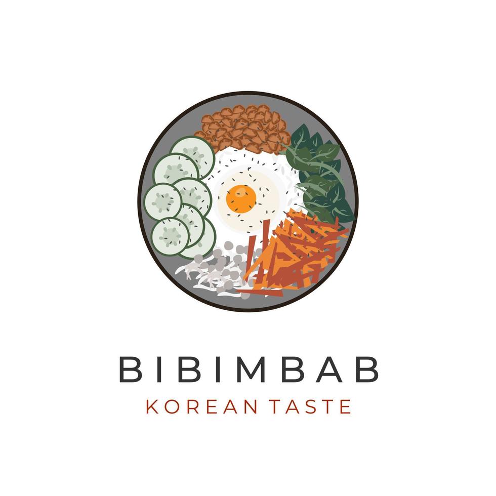 bibimbap koreanisches lebensmittelillustrationslogo vektor