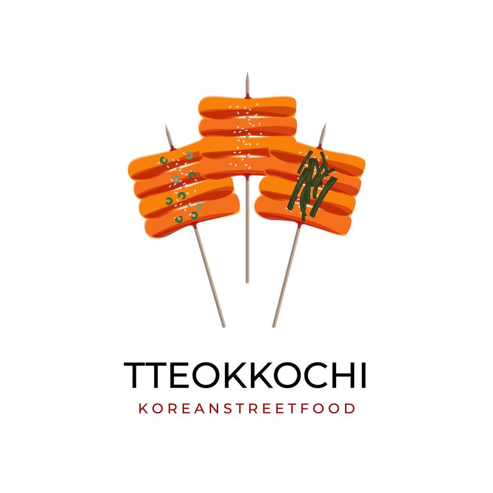tteokbokki-illustrationslogo mit bambusspieß vektor