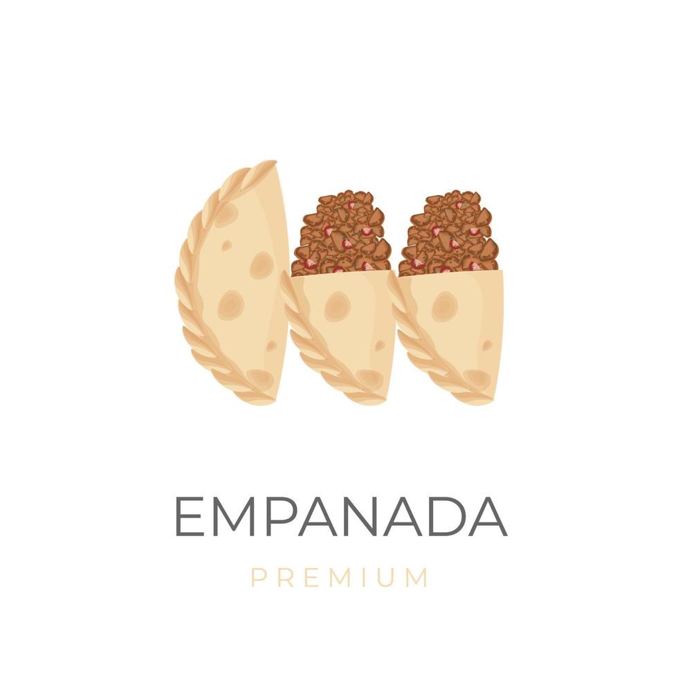 Logo-Vektorillustration von Empanadas mit köstlicher Fleischfüllung vektor
