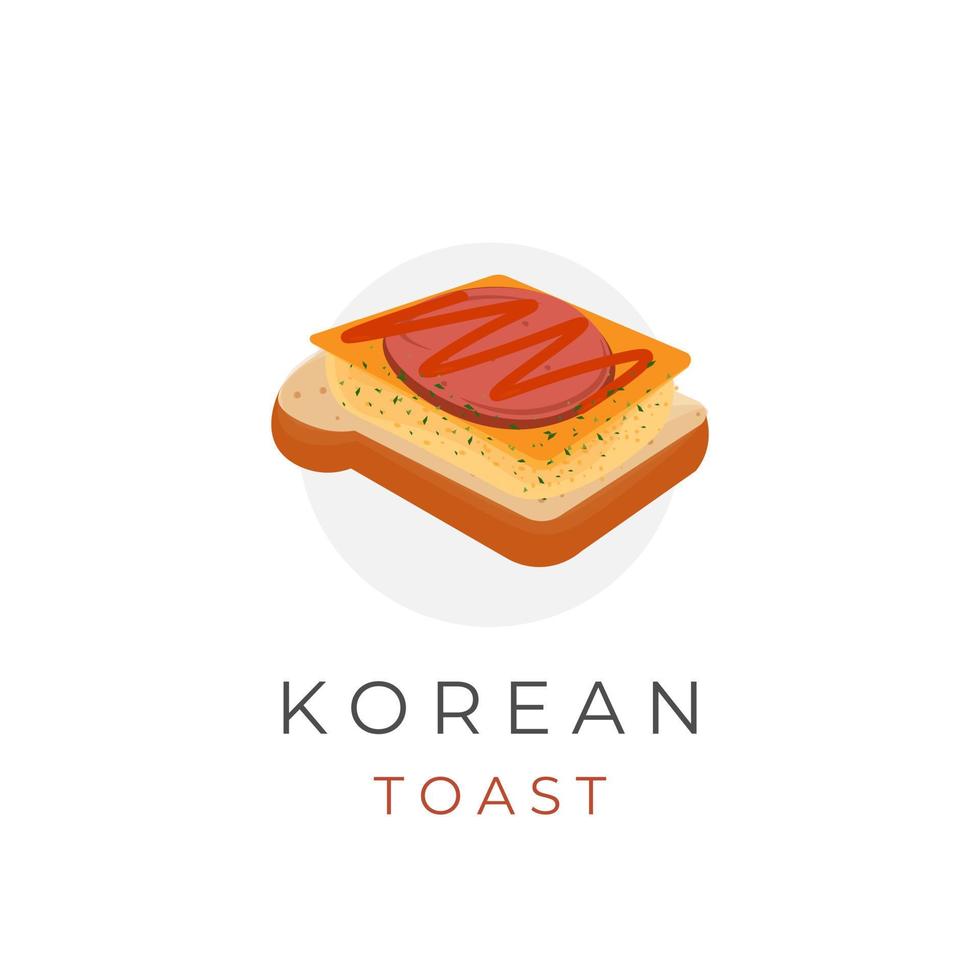 illustration logotyp av koreanska rostat bröd med skinka fyllning vektor