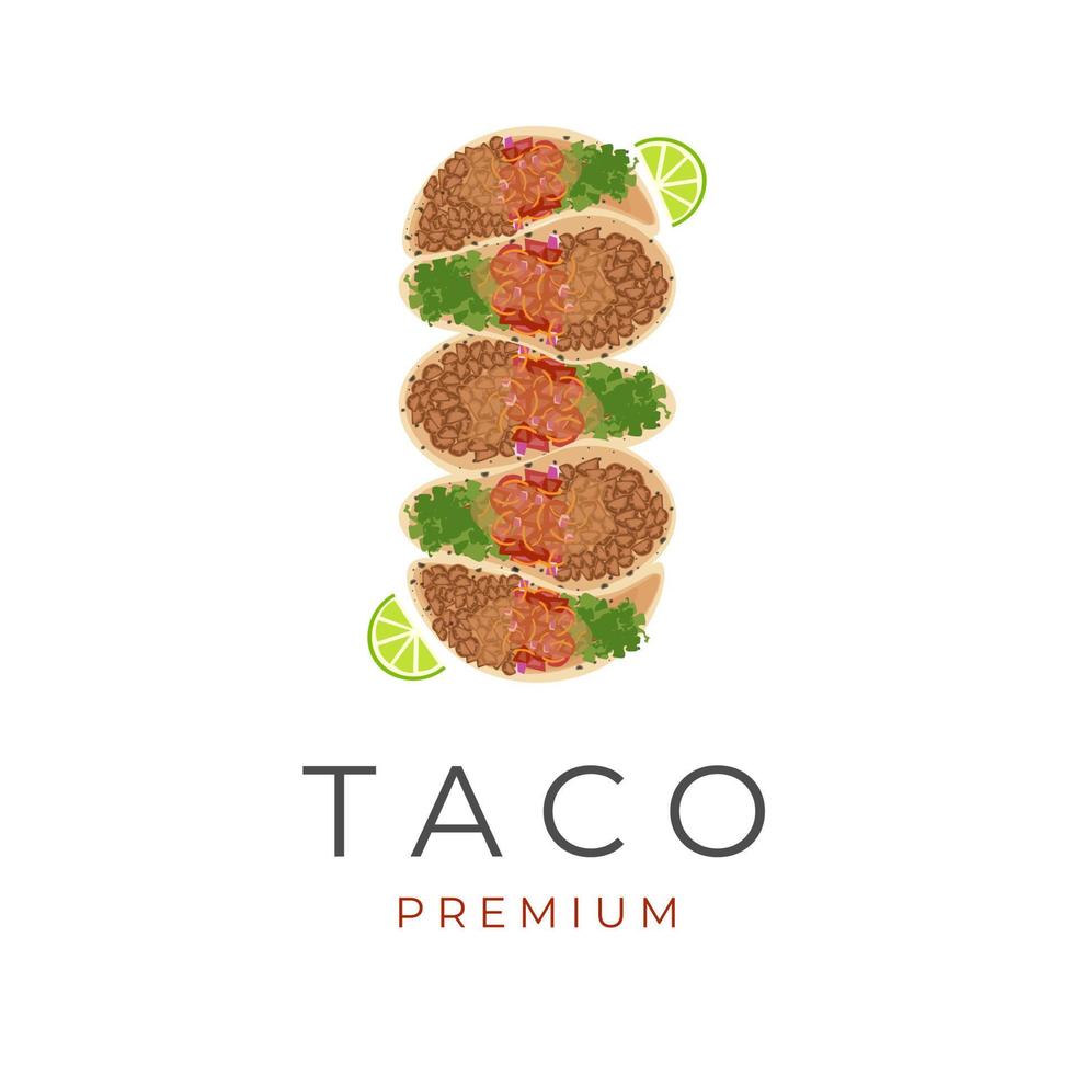 kött taco illustration logotyp med färsk citron- vektor