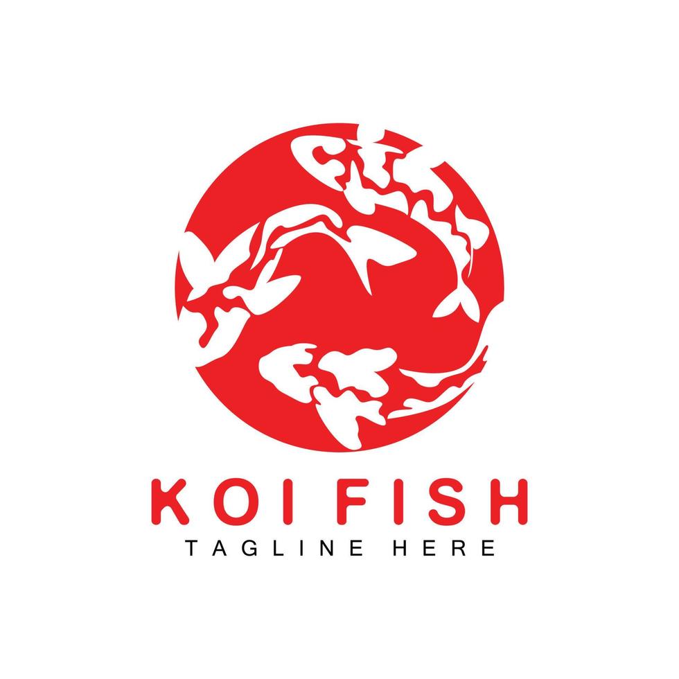 Koi-Fisch-Logo-Design, chinesischer Glücks- und Triumph-Zierfischvektor, Firmenmarke Goldfisch-Symbol vektor