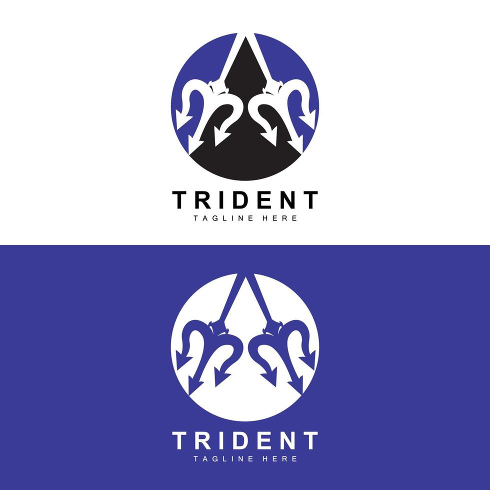 Trident logotyp mall vektor ikon design, gud krigsvapen, spjut kraften i havet