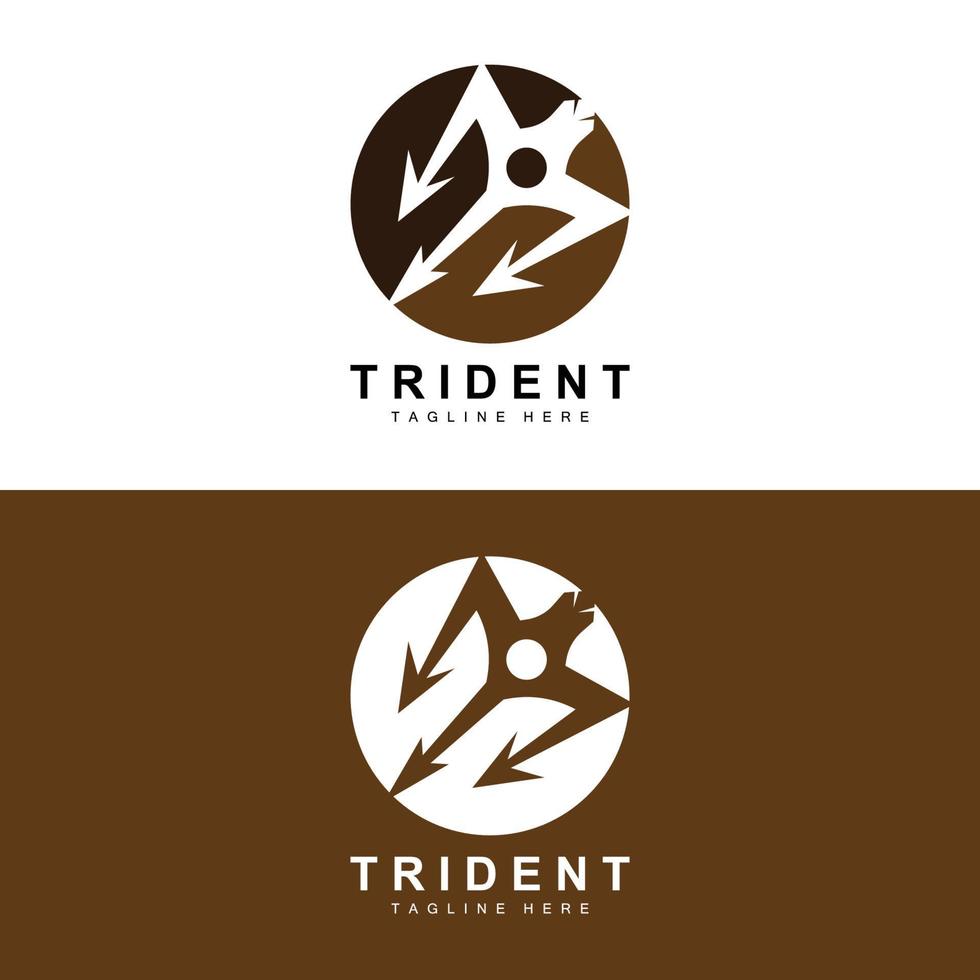 Trident logotyp mall vektor ikon design, gud krigsvapen, spjut kraften i havet