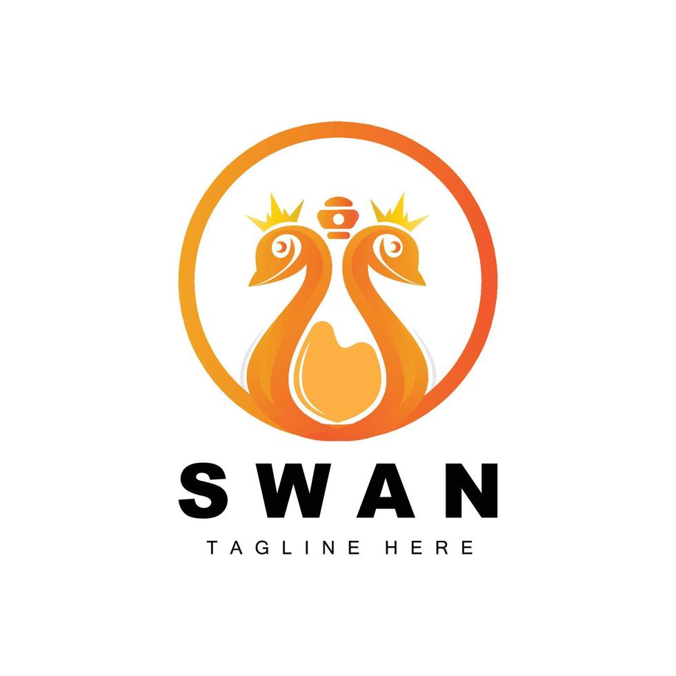 svan logotyp design, Anka djur- illustration, företag varumärke mall vektor