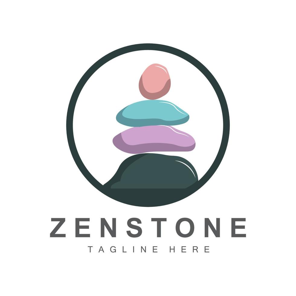 Gleichgewichtsstein-Logo-Design, Vektortherapiestein, Massagestein, heißer Stein und Zenstone, Produktmarkenillustration vektor