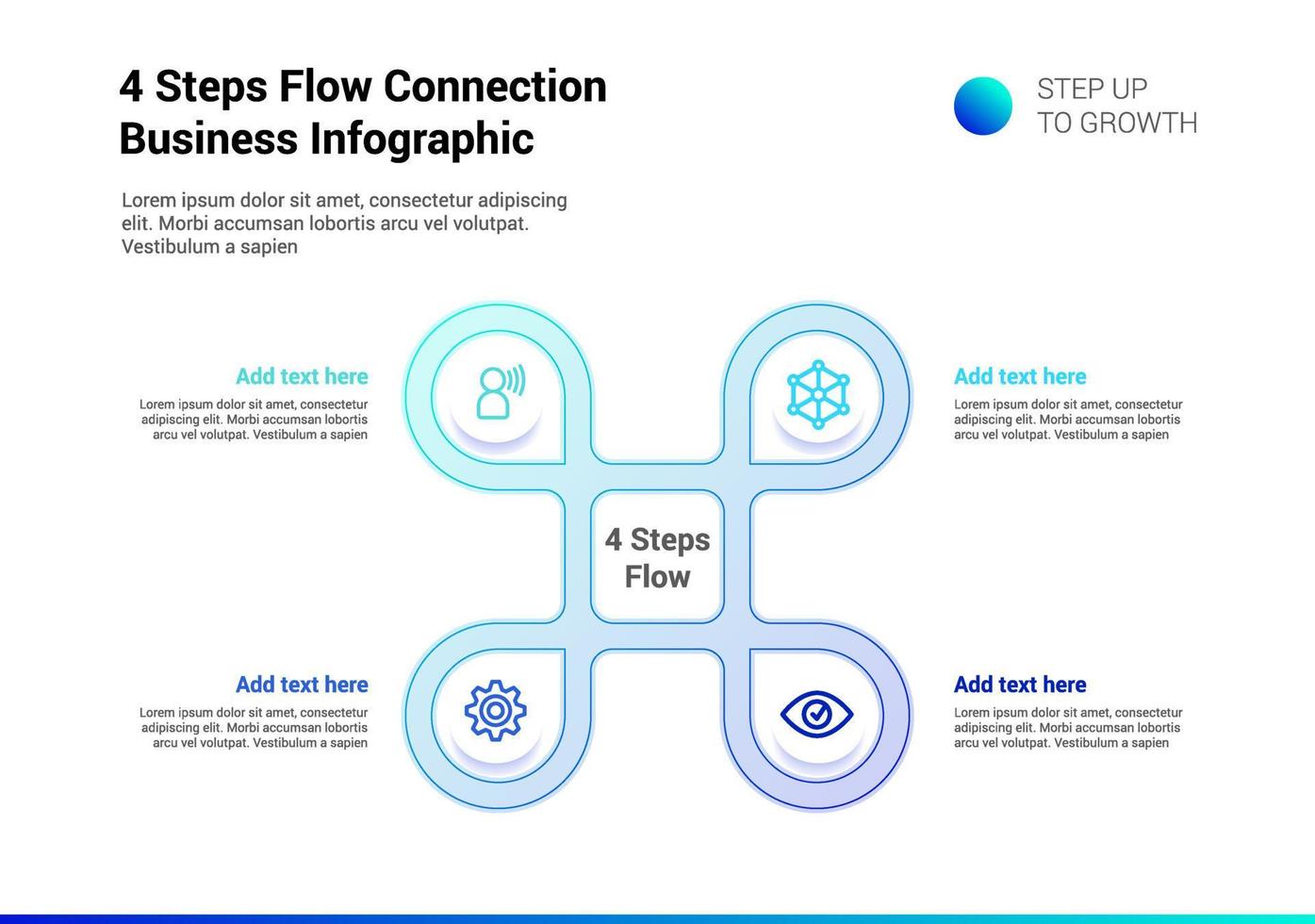 4-Schritte-Flow-Verbindung Infografik Light-Version vektor